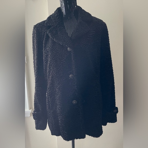 Simon Chang Textured Faux Lambs Fur Coat Size 13/14 - Picture 1 of 15